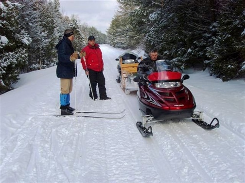 Snowmobilers and nordic skiiers alike enjoy Maine's many multi-use trails.