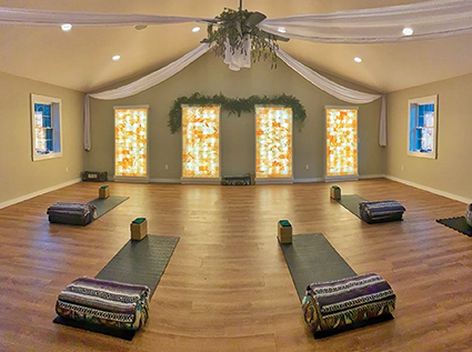 AYW hosts yoga classes, sauna, and massage services to elevate the yurt experience. Photo courtesy Acadia Yurts & Wellness Center